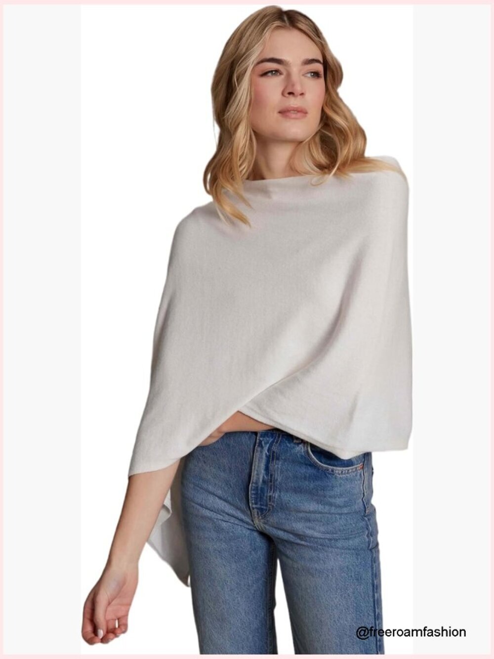 Cashmere Blend Poncho Shawl Wrap Ruana Topper Sleeveless One Size